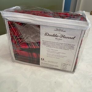 Vermont Country Store Twin Blanket Double Flannel Red Plaid Christmas Gift NEW